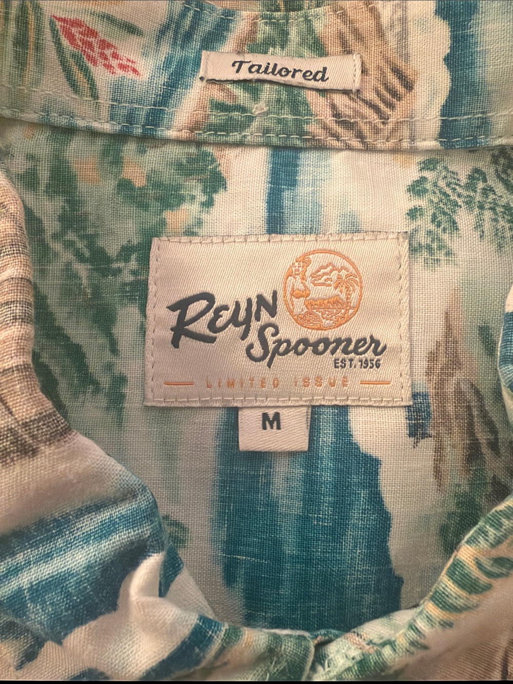 reyn spooner Tropical Island Print Button-Down Shirt - Blue/Green - Picture 7 of 7